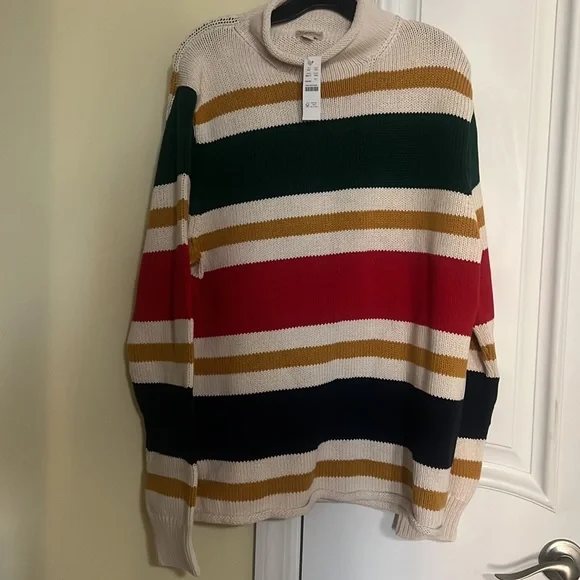 NWT - L-J.Crew Heritage cotton rollneck sweater in stripe